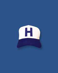"H' Baseball Snapback Cap - Navy.Natural